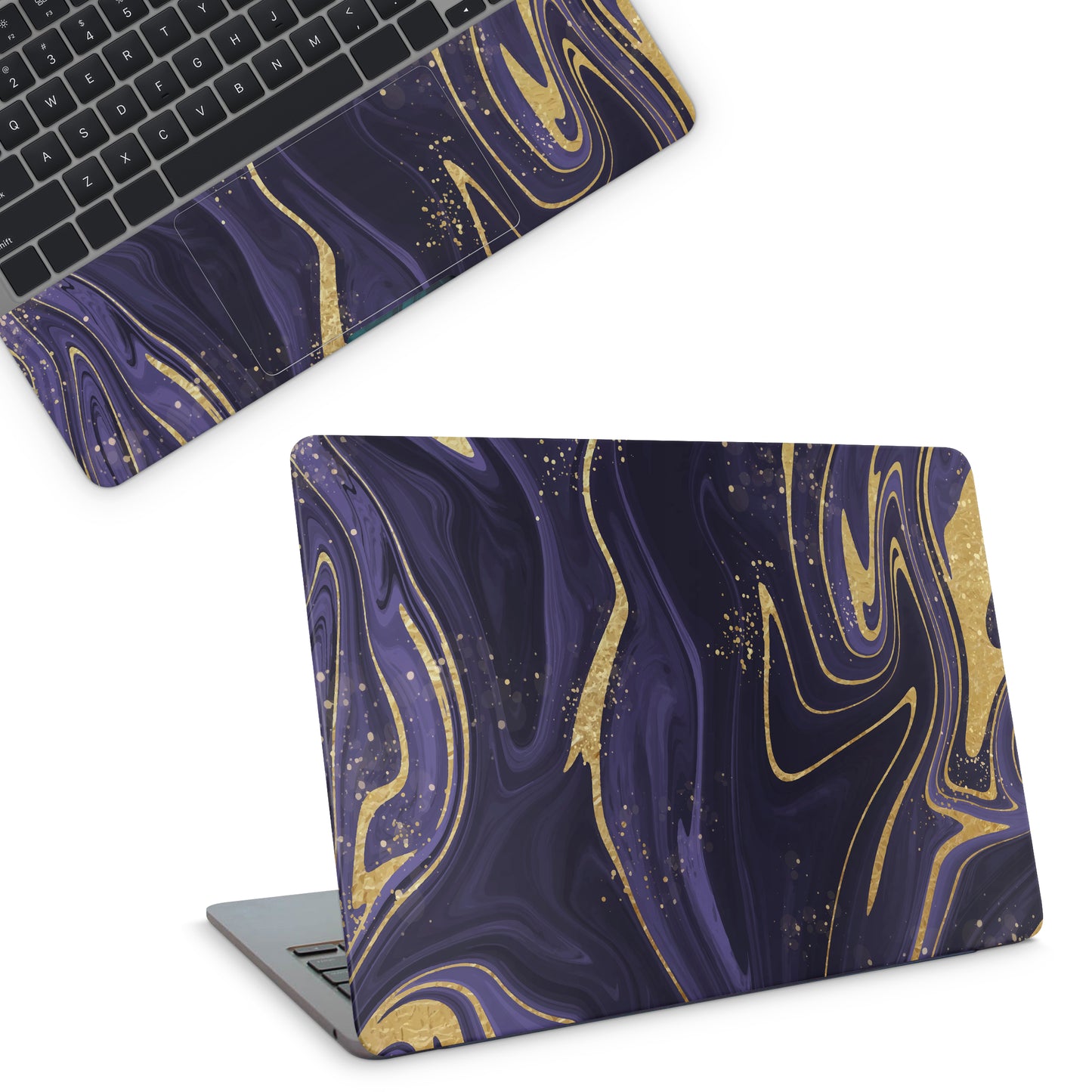Laptop Skin - Purple Golden Swirl Pattern
