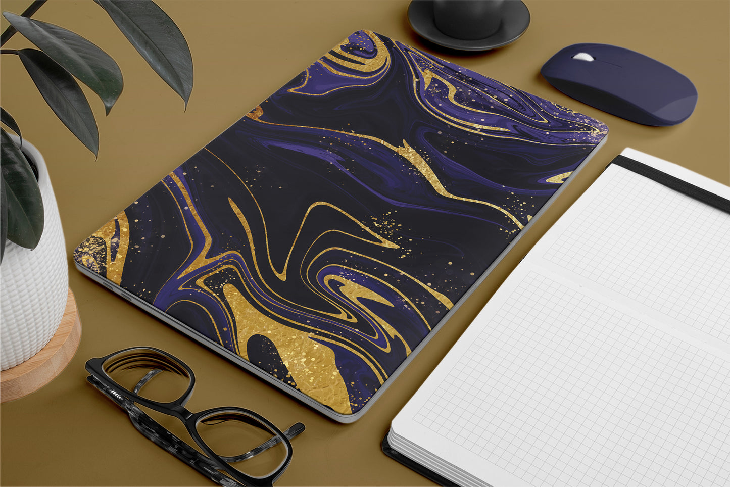Laptop Skin - Purple Golden Swirl Pattern skins