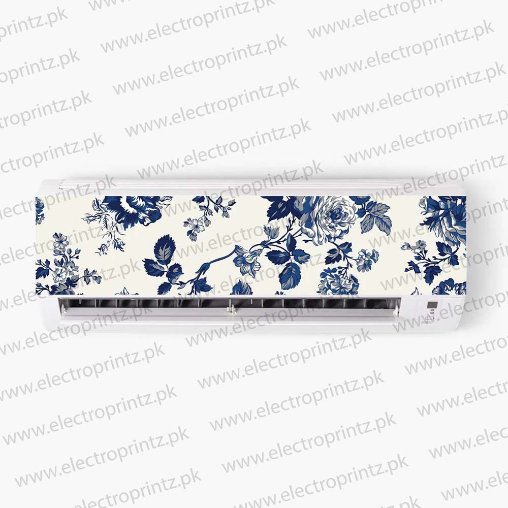 Blue Floral AC Sticker - ac sticker