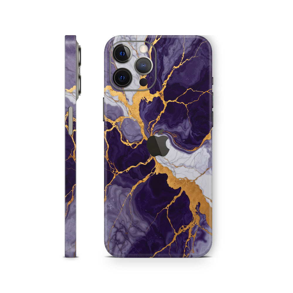 Purple & Gold Marble iPhone Skin