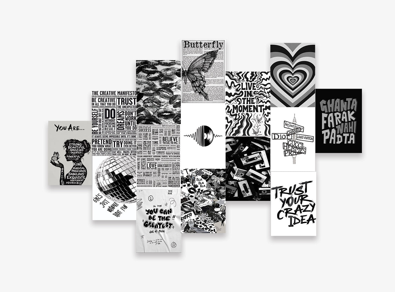 Black Girly Posters Set (x15 A5)