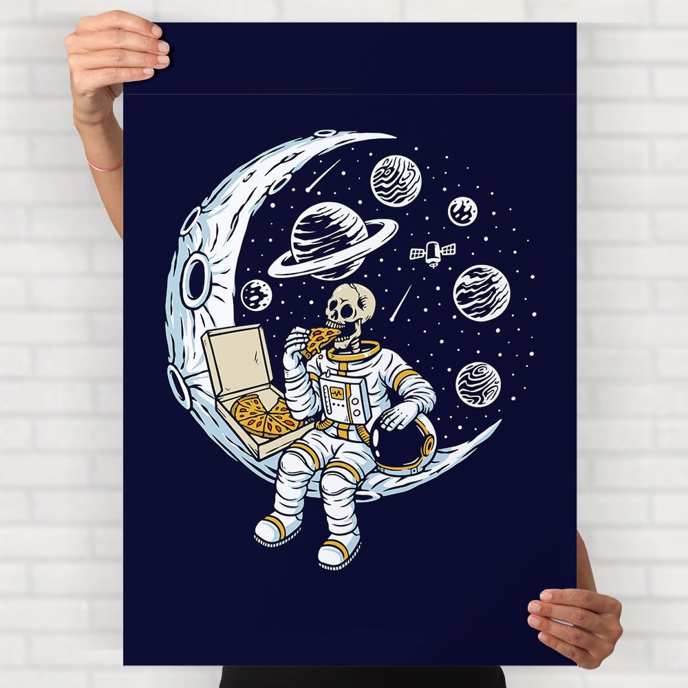 Skeleton On Moon Poster - Posters