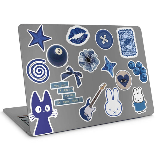 15 Aesthetic Blue Sticker Pack - laptop top sticker set