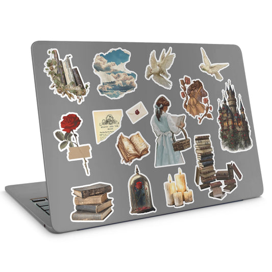 15 Beauty & The Beast Stickers Pack - laptop top sticker set