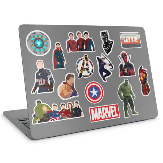 15 Marvel Stickers Pack - laptop top sticker set