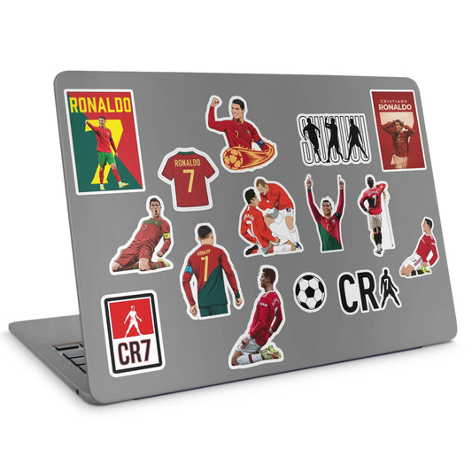 15 Ronaldo Stickers Pack - laptop top sticker set