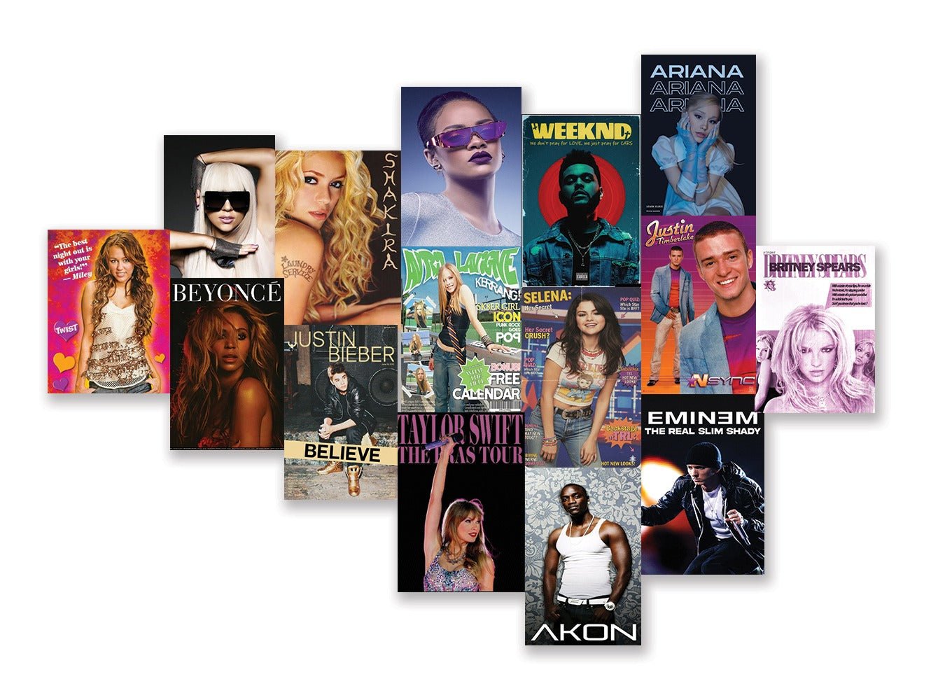2000s Music Artists Poster Set (x15 A5) - Poster set