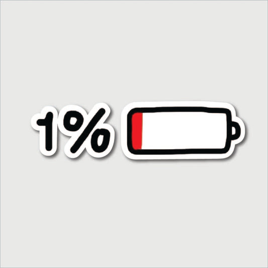 1% Battery Sticker