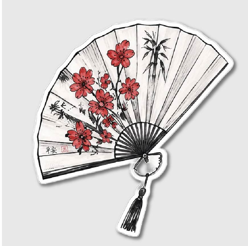 Japan Hand Fan Sticker