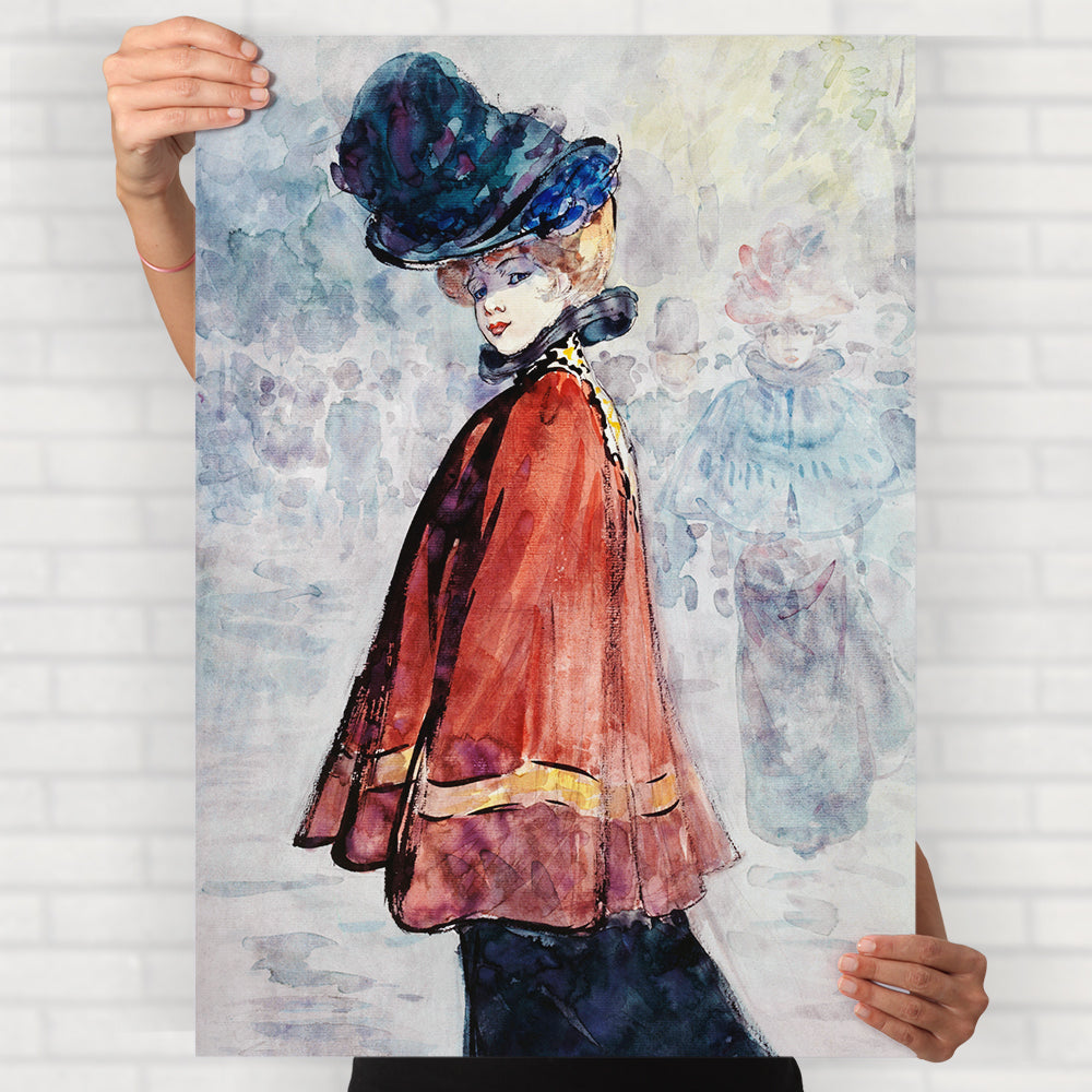 Elegant in Red Cape Poster