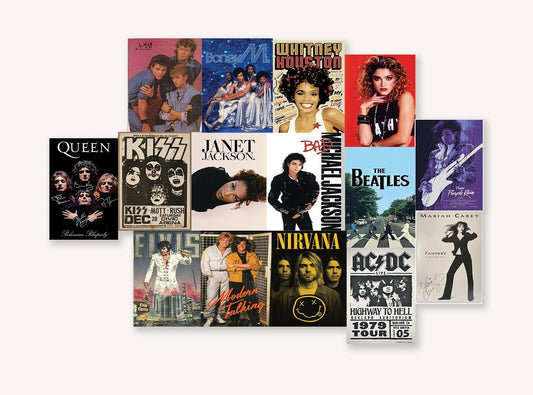 80s 90s Artist Poster Set (x15 A5) - Poster set