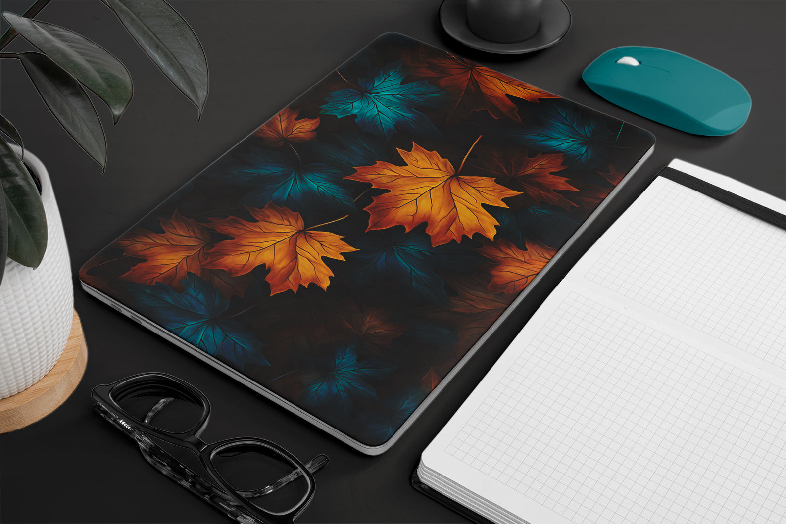 Laptop skin - aesthetic autumn leaves bottom