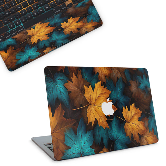 Macbook Skin - Autumn Leaves background golden brown colored