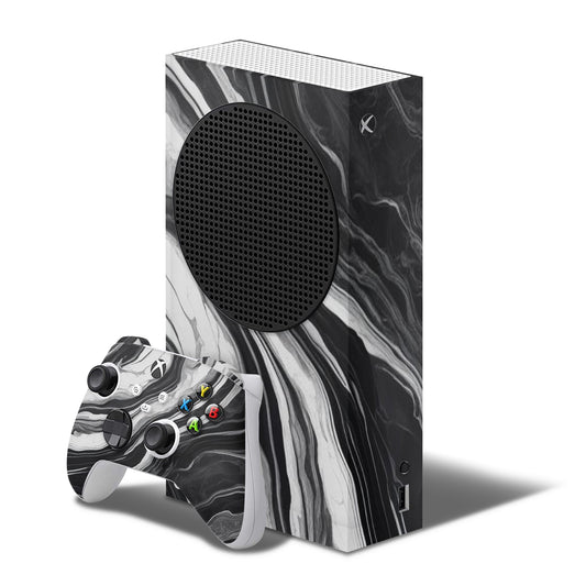 xbox series s skins - black and white metallic marble texture