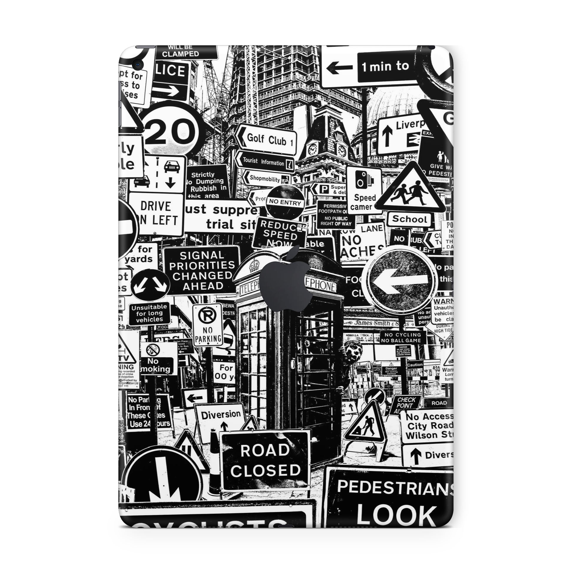 ipad skin with black and white poster