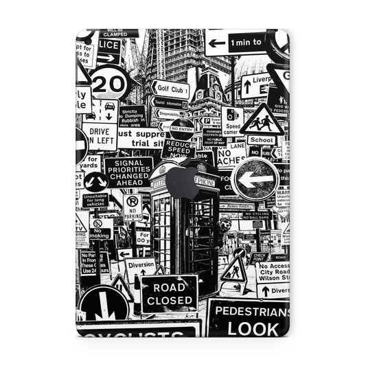 ipad skin with black and white poster