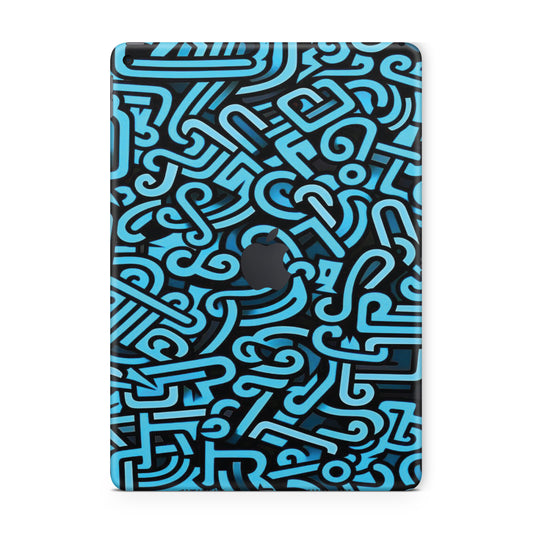 Ipad skin - blue abstract doodle design