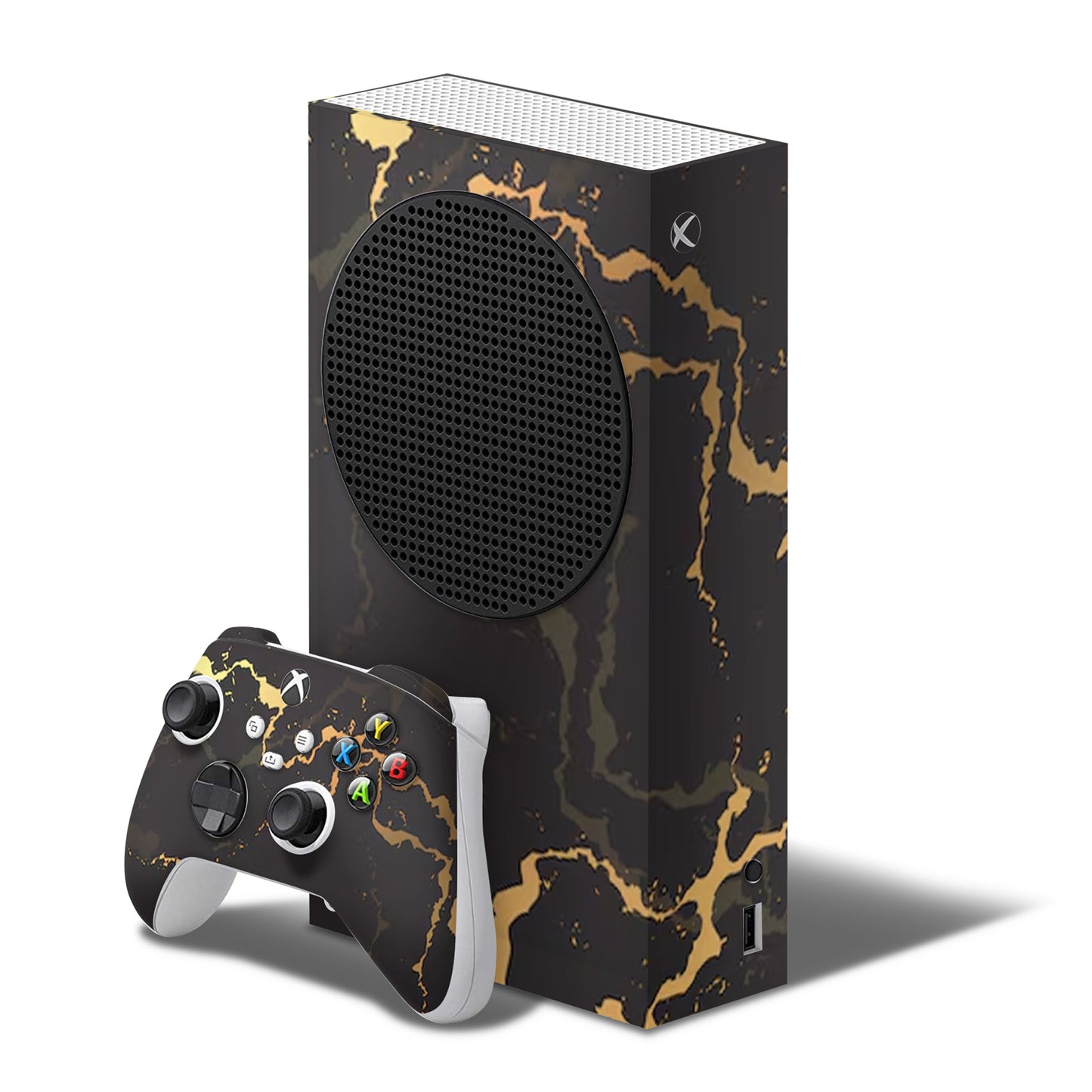 xbox series s skin golden and black marble texture
