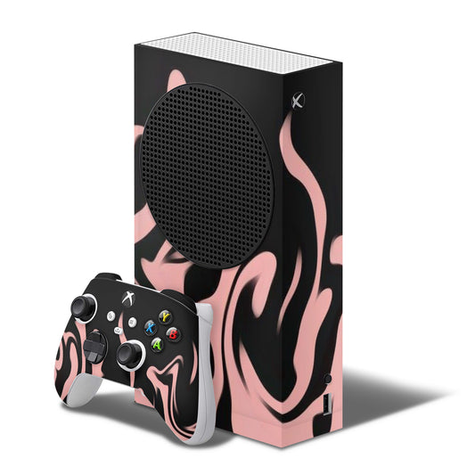xbox series s skin - black & pink abstract design on a console & controller