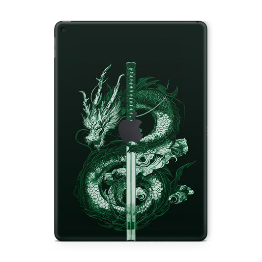 ipad skin - chinese green dragon with a sword