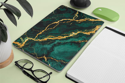 green golden marble texture macbook skin