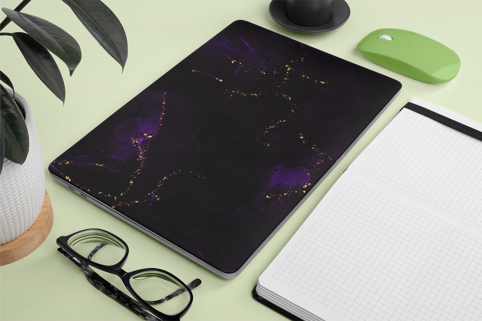 purple ink design macbook skin