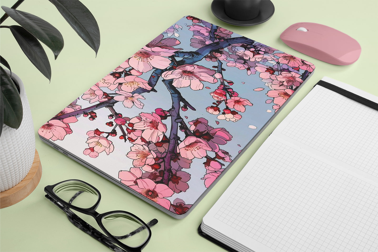 macbook skin with cherry blossoms design