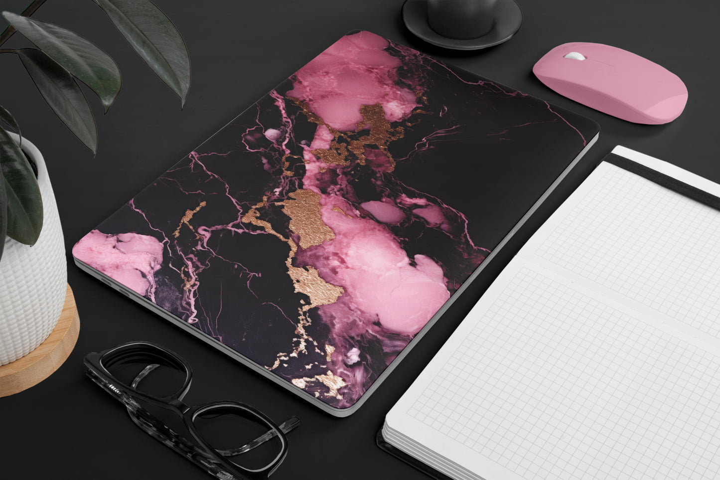 Black And Pink Marble Textured Skin