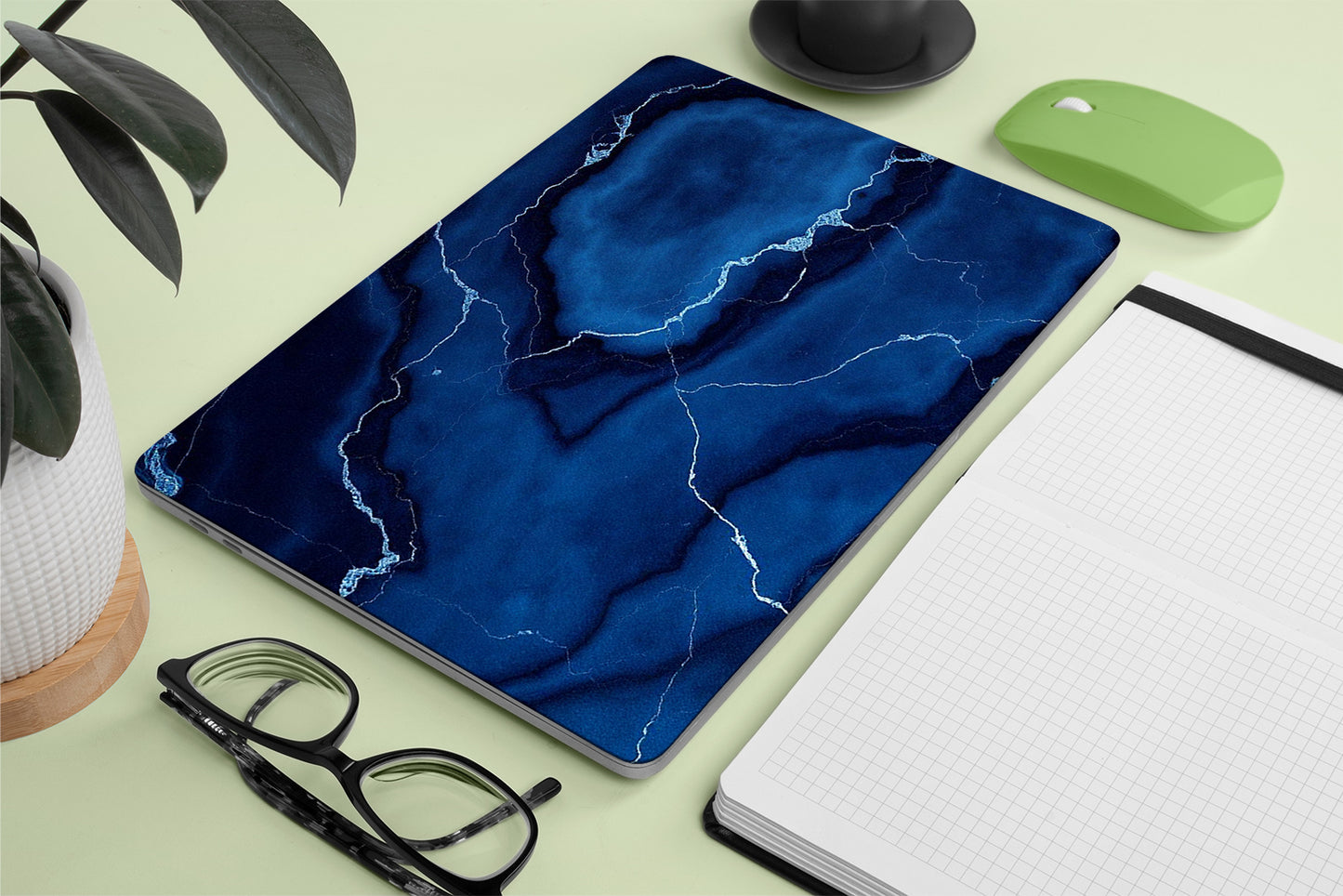 navy blue marble texture macbook skin