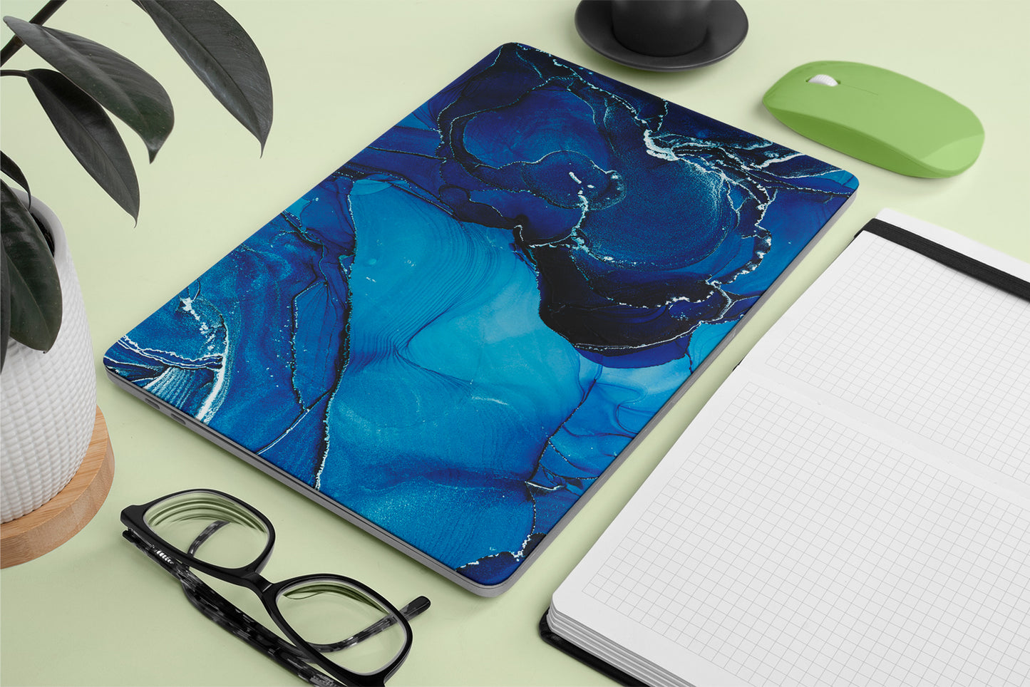 Sea Blue Marble Textured Laptop Skinss