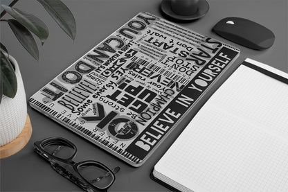 motivational text design on macbook skin
