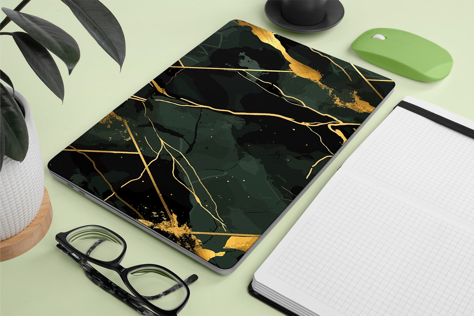 Emerald Marble Textured Laptop Skins