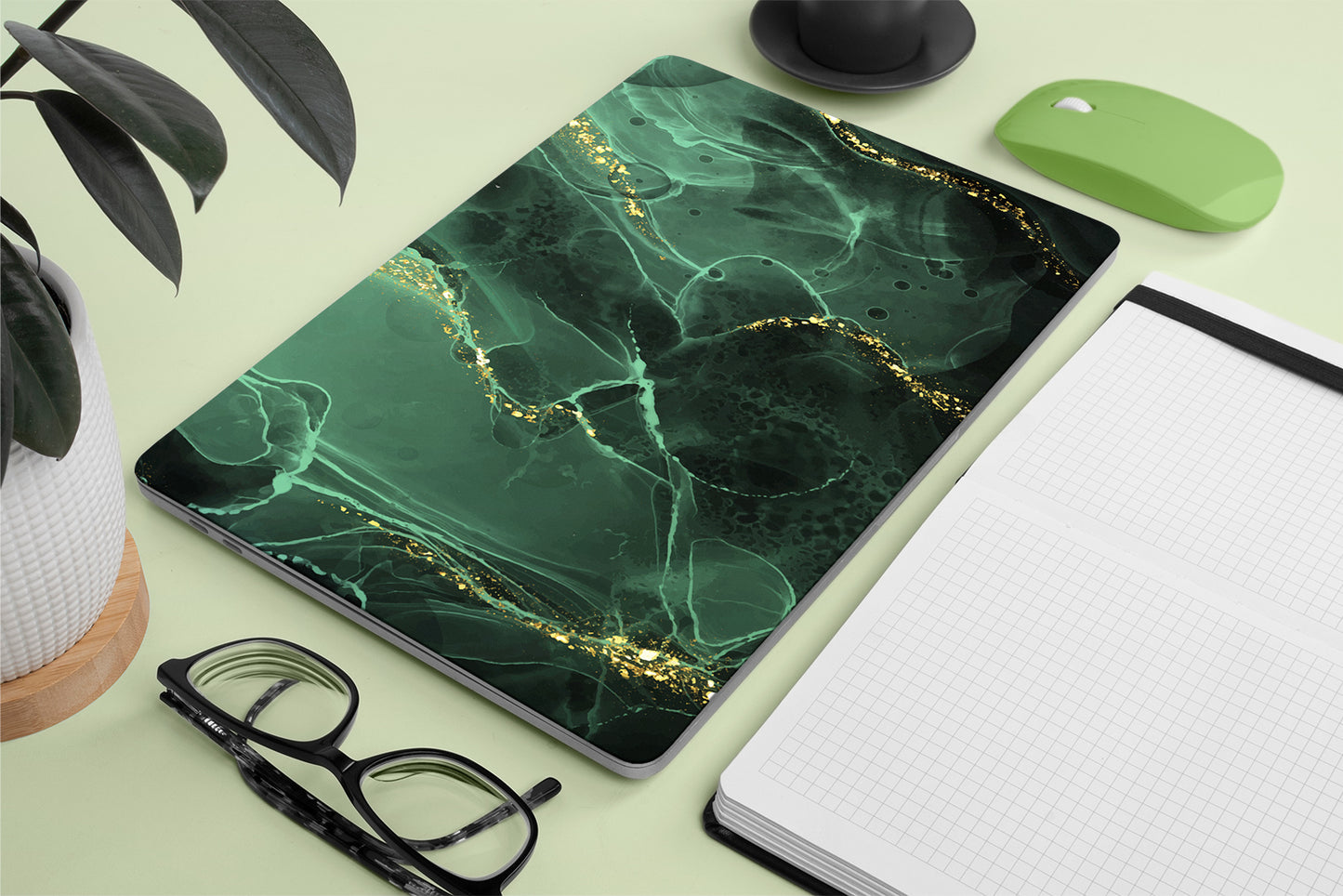 green ink design macbook skin