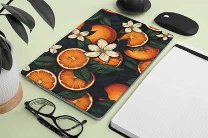 laptop skin with aesthetic oranges design