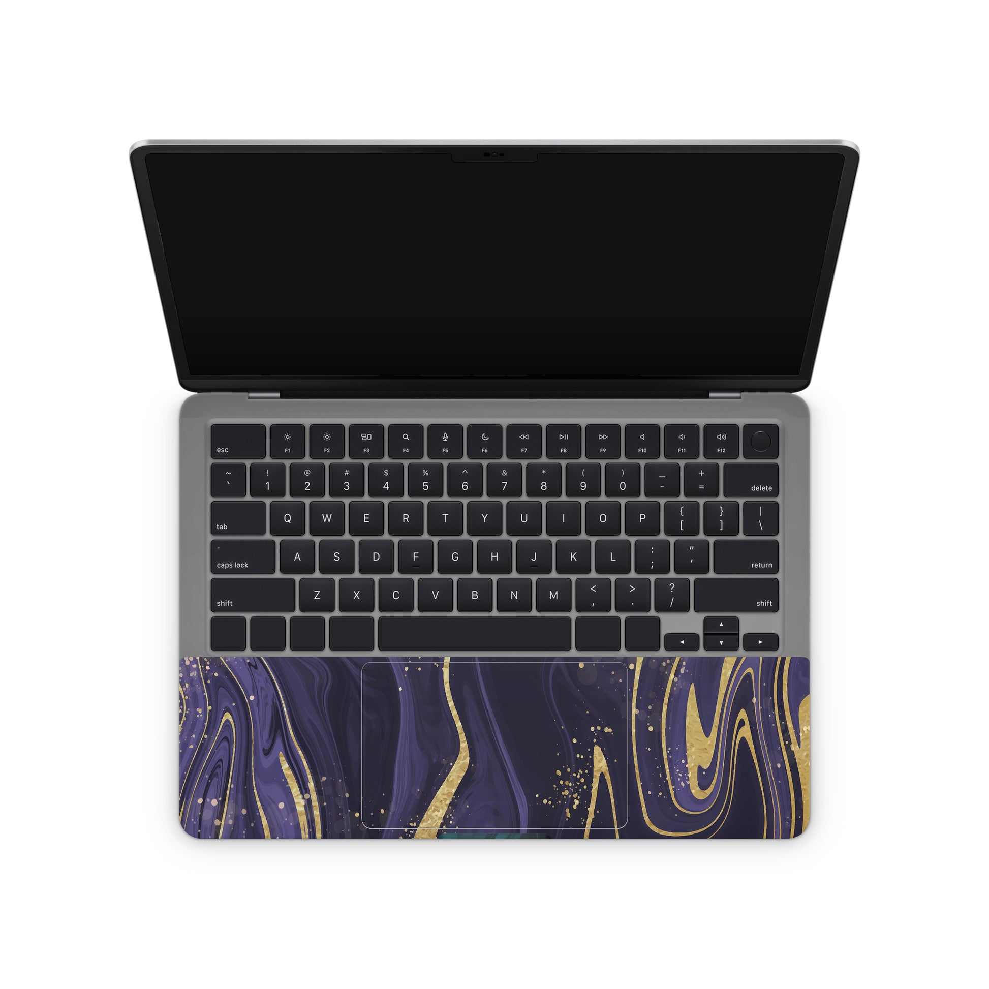 Laptop Skin - Purple Golden Swirl Pattern inside