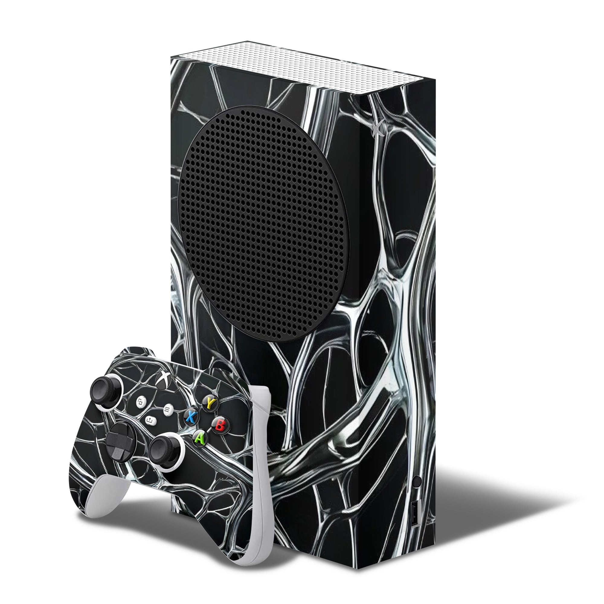 White Metallic Pattern Xbox Series S Skins