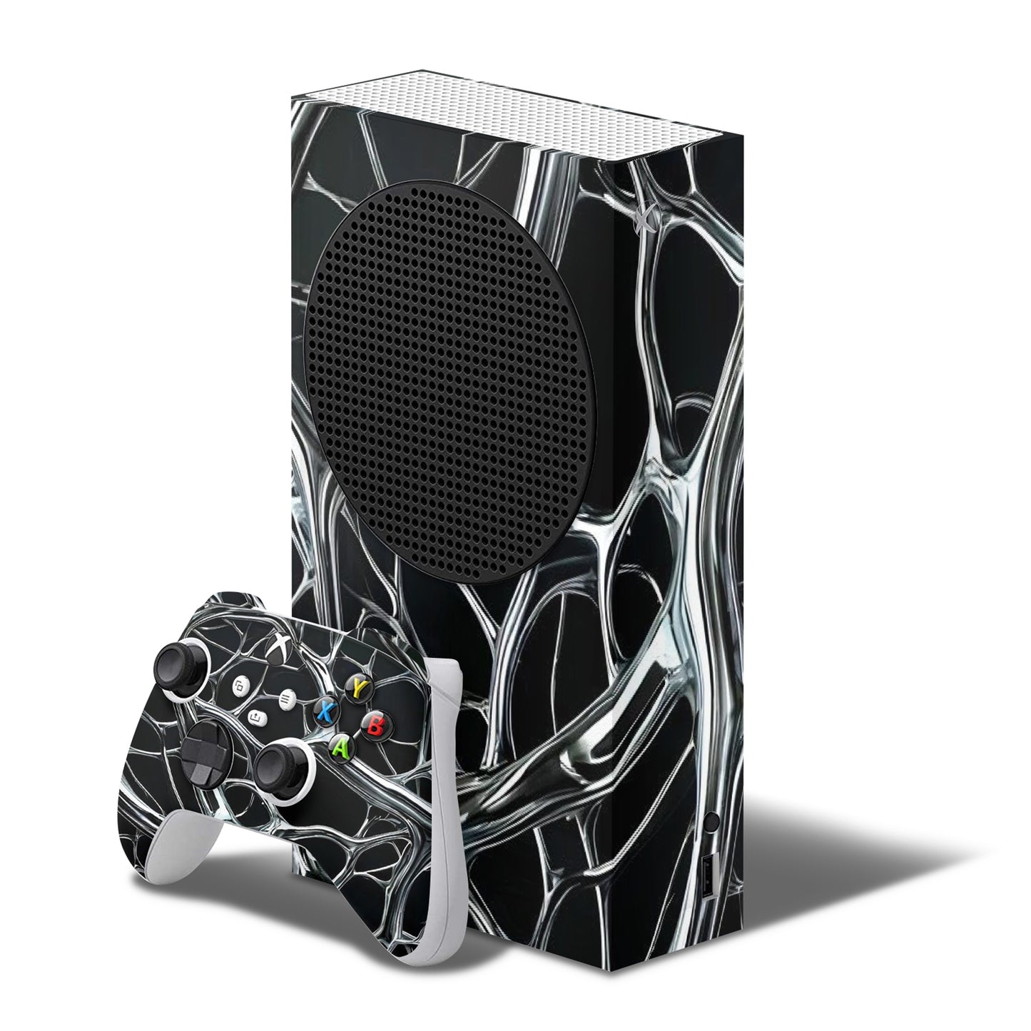 xbox series s skin - white metallic pattern on console & controller