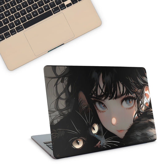 Anime Girl With Cat Macbook Skin - macbook skins