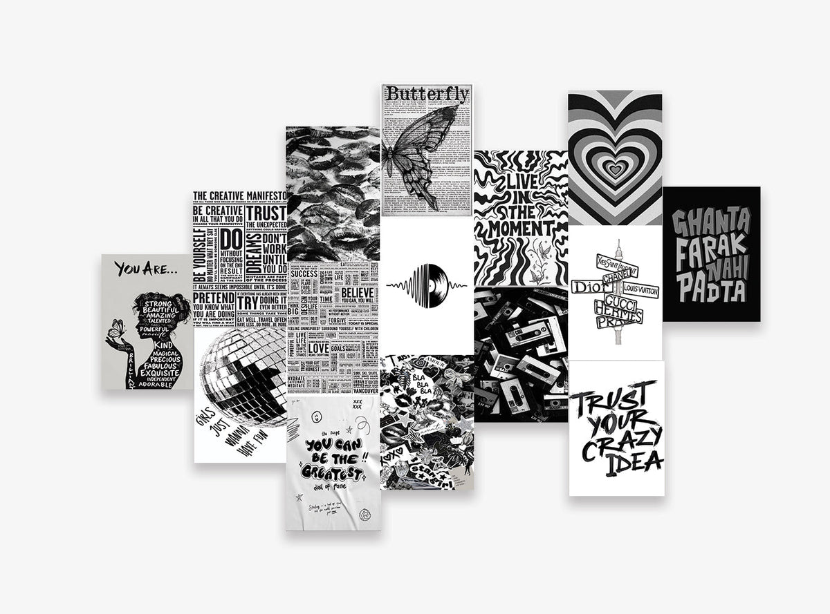 Black Girly Posters Set (x15 A5) - Poster set