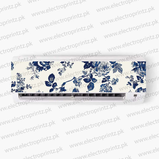 Blue Floral AC Sticker - ac sticker