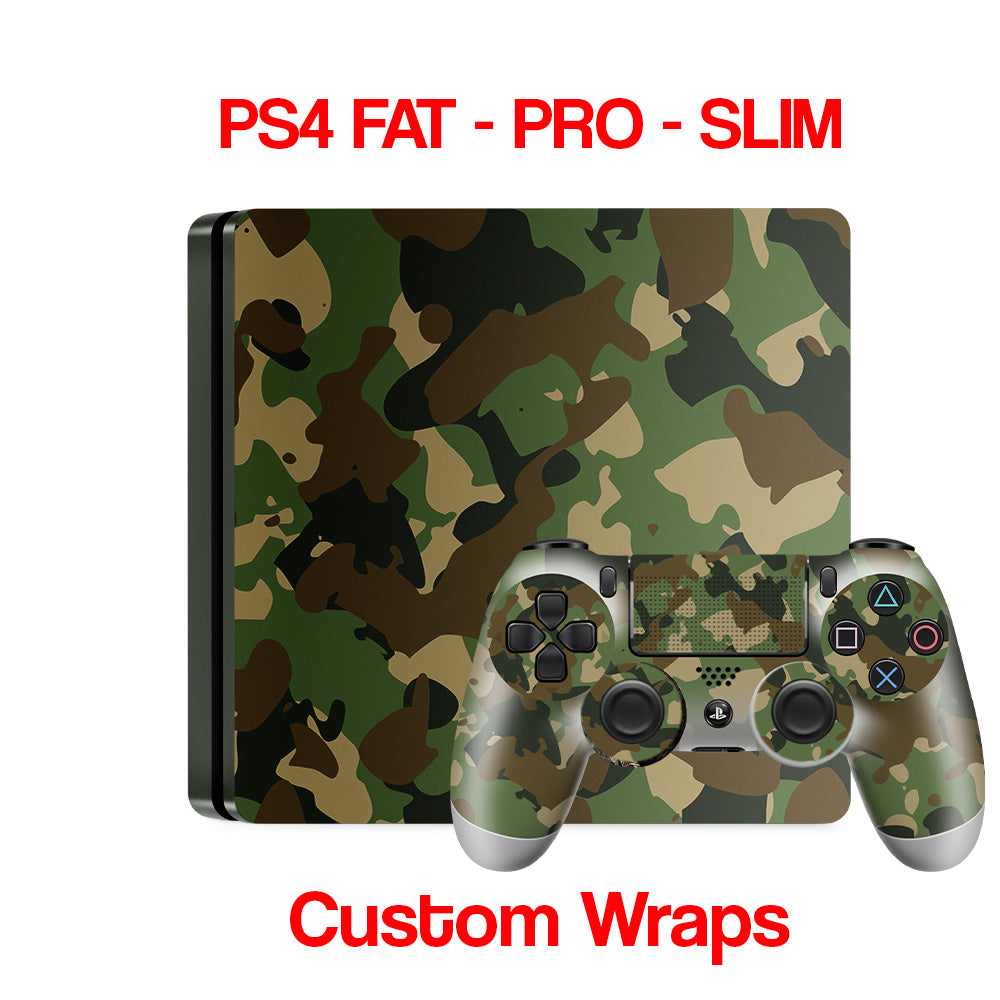ps4 skin with camouflage design on console & controller