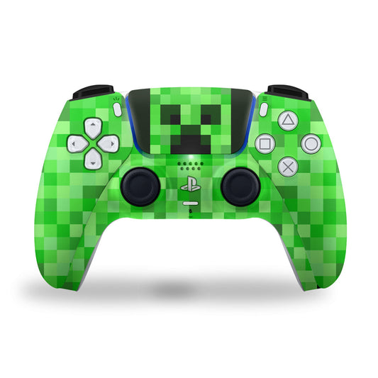 ps5 controllers skin with minecraft creeper design