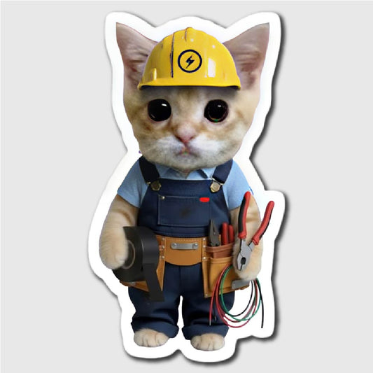 Engineer Cat Sticker - latop top stickers