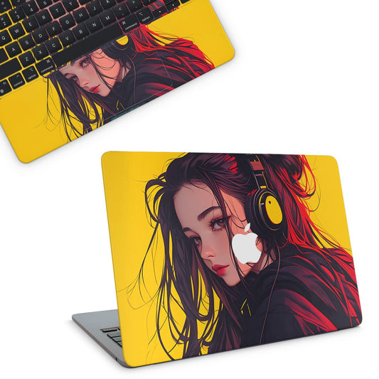 Girl With Headphones Macbook skin - macbook skins