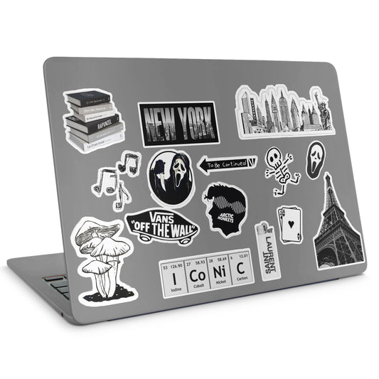 15 Black Stickers Pack