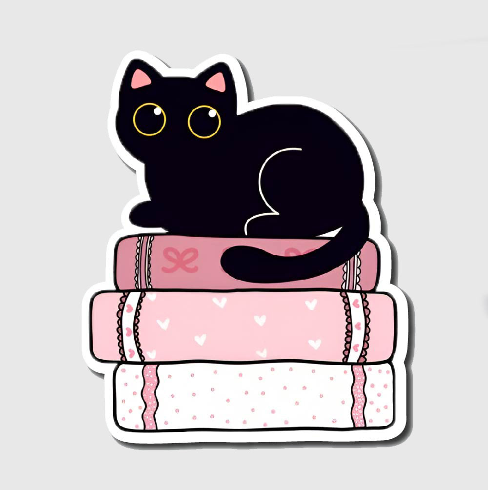 Black Cat & Books Sticker