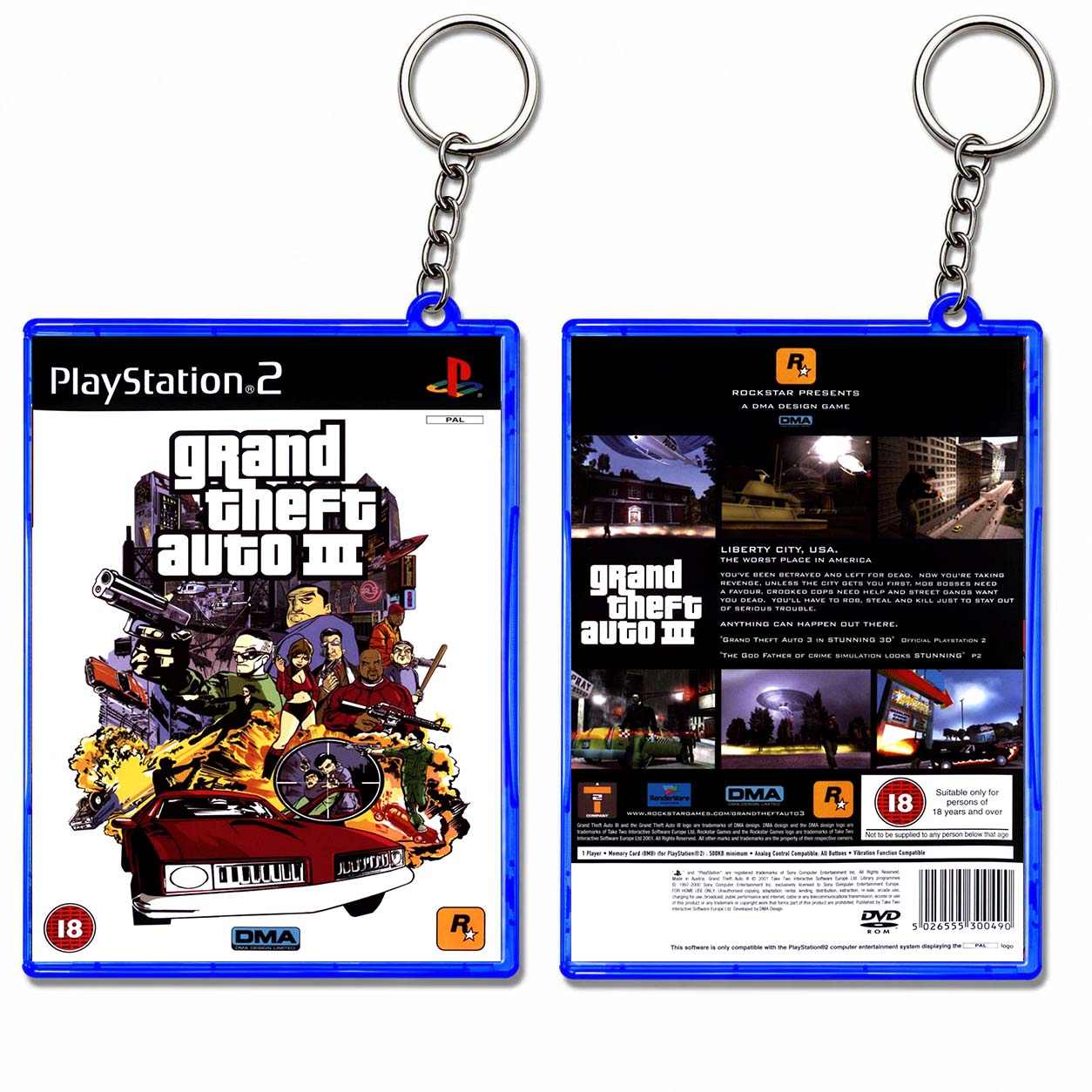 Grand Theft Auto III keychain PS2 mini game case replica