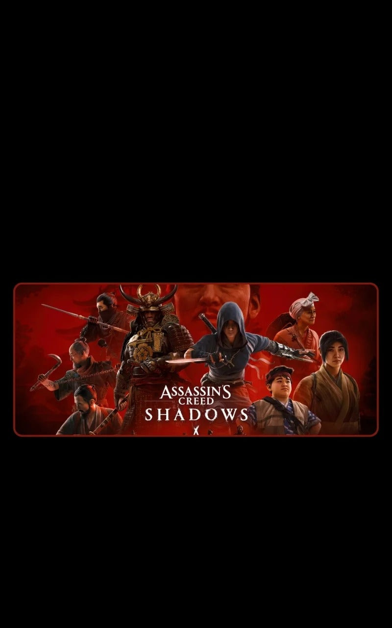 mousepads - Assassin's Creed Shadows game cover with characters on a red background