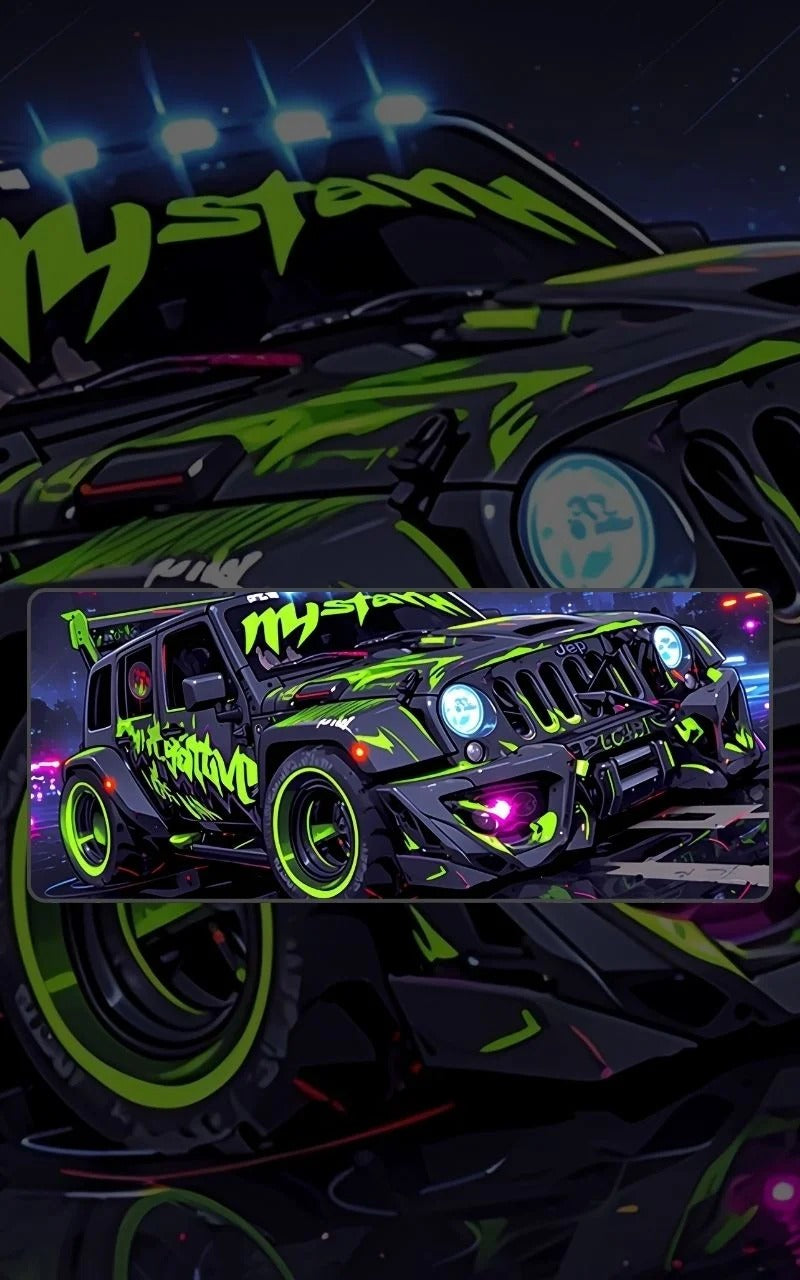 mustang jeep wrangler desk mat