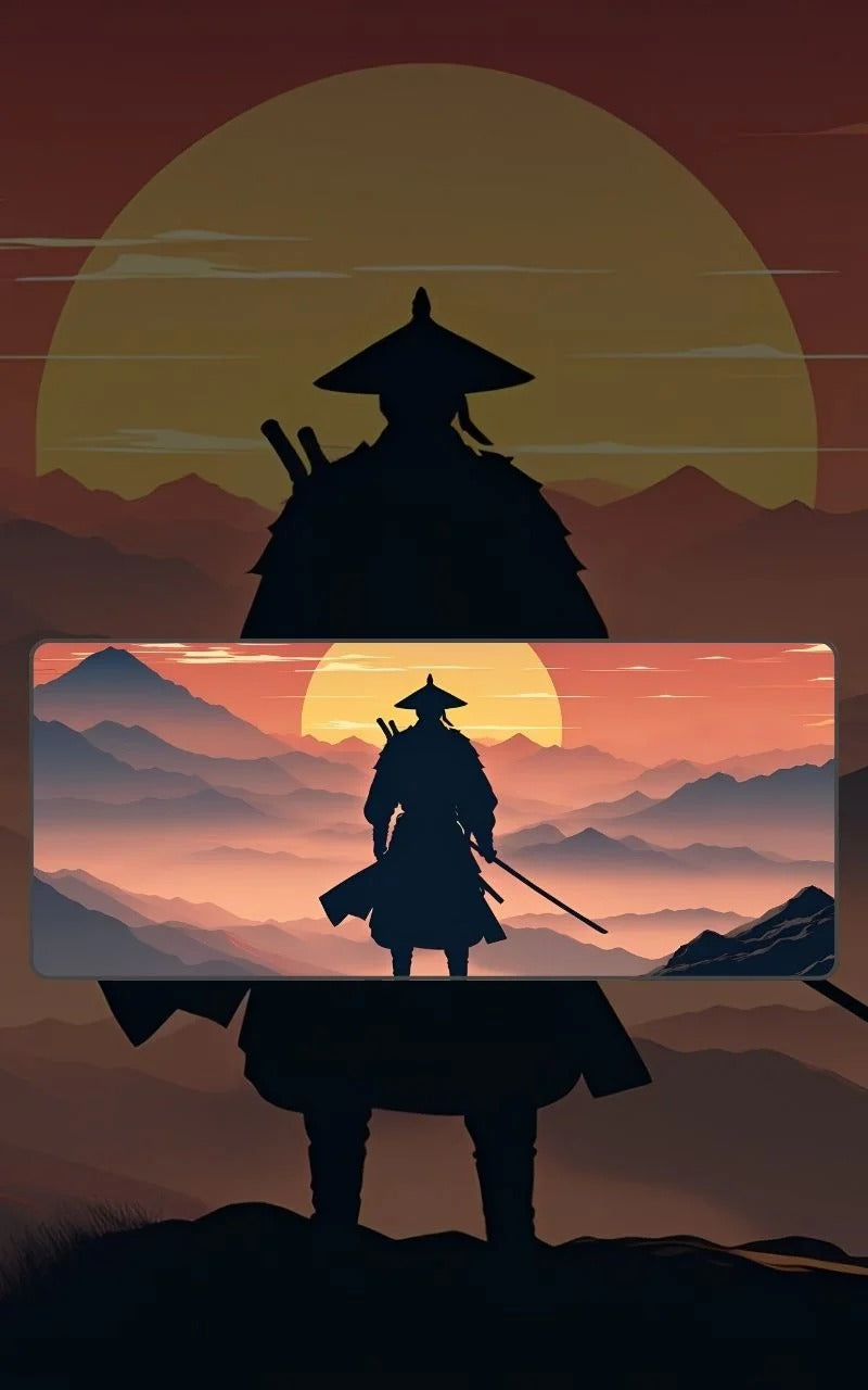 Samurai At Sunset desk mat